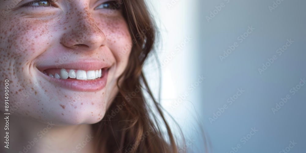 Photo of a gorgeous Caucasian woman smiling toothily. Flaunting her dental hygiene. Knowledge of oral hygiene and satisfaction Photo of a gorgeous Caucasian woman smiling toothily. Flaunting her dental hygiene. Knowledge of oral hygiene and satisfaction