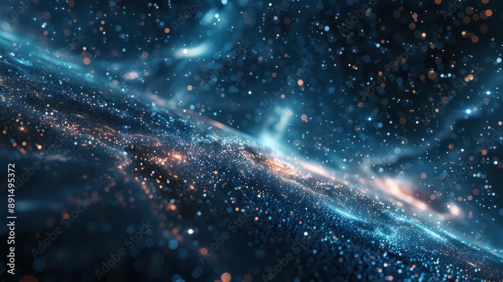 Obraz premium Dynamic space background with big data particlescopy space available for content and customization.