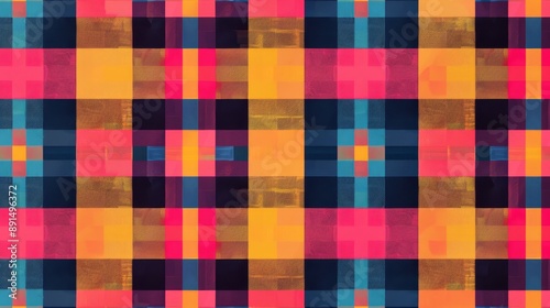 Abstract Grid Pattern in Yellow, Red, Blue, and Black Colors