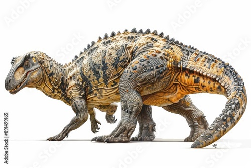 A detailed model of a dinosaur, showcasing its intricate textures and realistic colors on a plain white background.