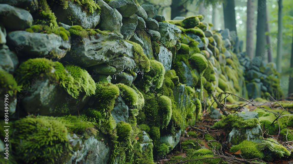 close-up of green moss on rocks