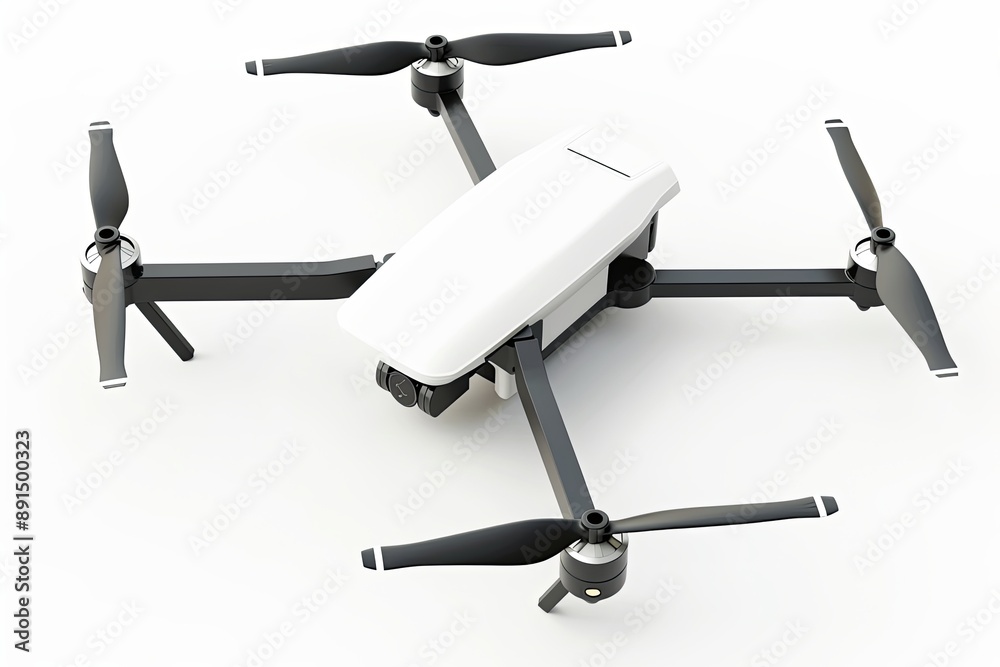 Mockup of a civilian aerial drone, designed for use by designers on white background. Includes drone illustration, sticker, and the drone itself Mockup of a civilian aerial drone, designed for use by designers on white background. Includes drone illustration, sticker, and the drone itself