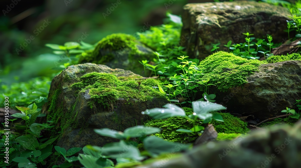 close-up of green moss on rocks close-up of green moss on rocks