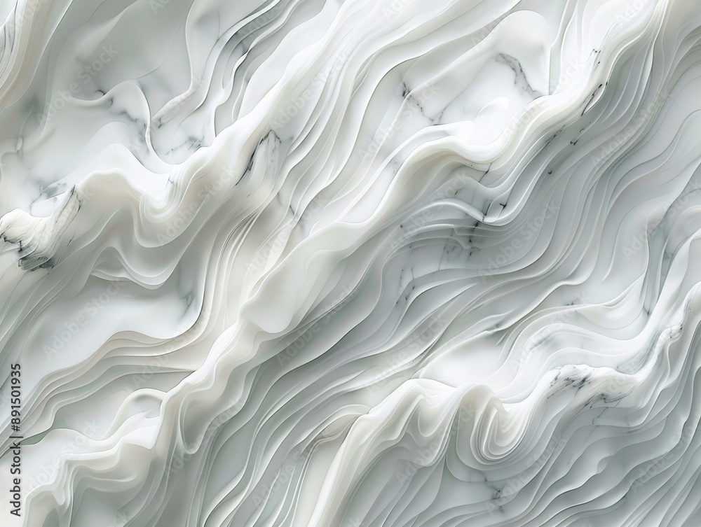 Fototapeta premium Abstract White Marble Swirls - 3D Digital Art Background