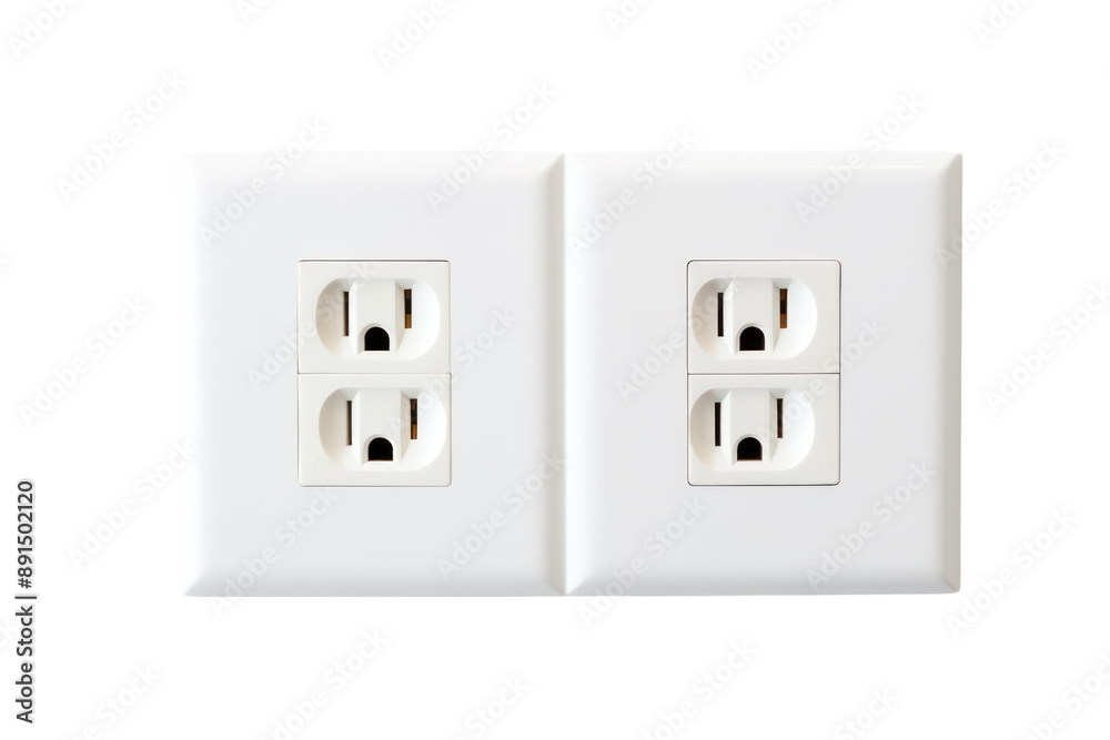 A power outlet integrated into a seamless white wall, creating a minimalist and modern aesthetic, isolated on a white background A power outlet integrated into a seamless white wall, creating a minimalist and modern aesthetic, isolated on a white background