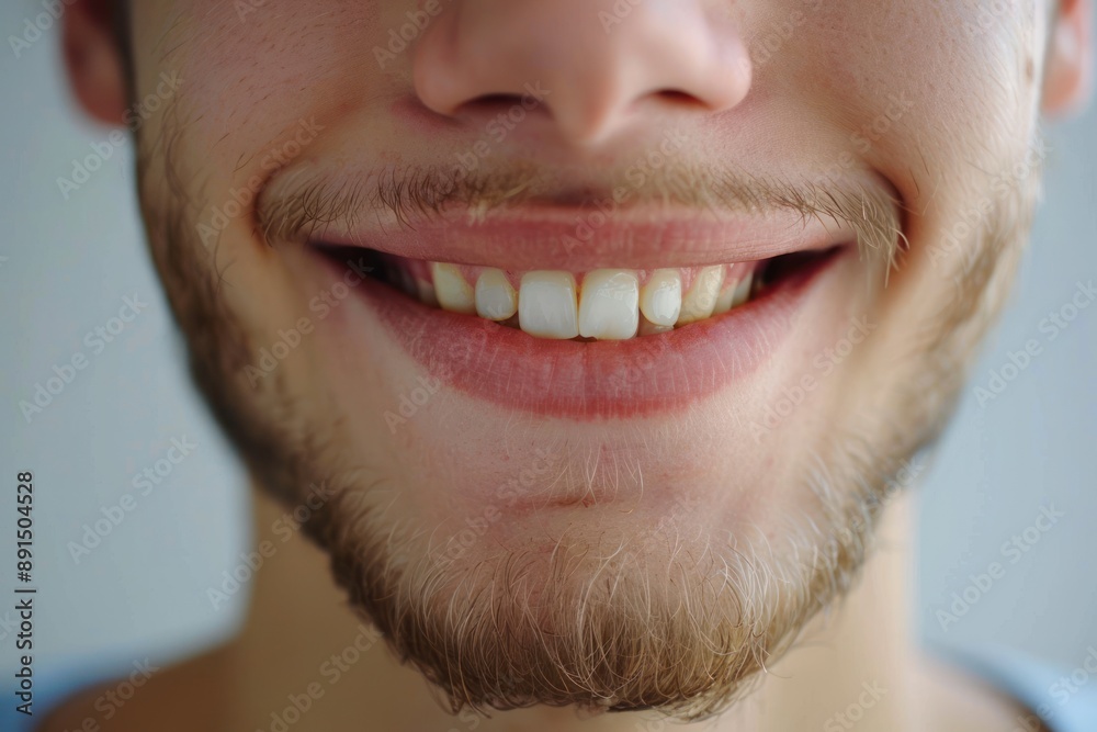 shot of the lower portion of a man's face. he boasts a lovely, charming smile with immaculate teeth shot of the lower portion of a man's face. he boasts a lovely, charming smile with immaculate teeth