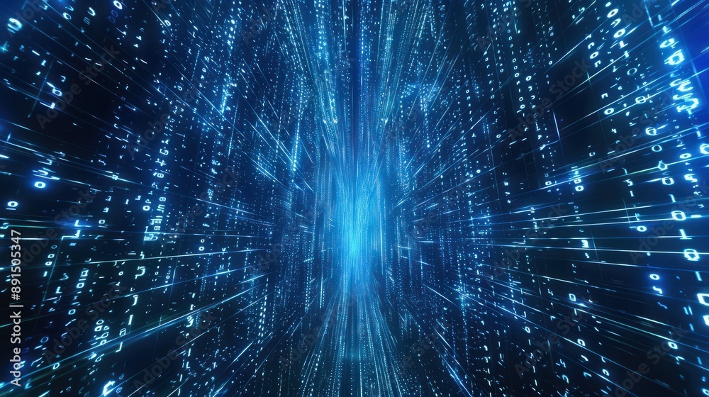 abstract blue matrix digital cyberspace background 3d render illustration, Abstract blue digital background. Big data visualization, AI Generated abstract blue matrix digital cyberspace background 3d render illustration, Abstract blue digital background. Big data visualization, AI Generated
