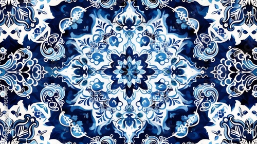 Blue and White Floral Tile ...