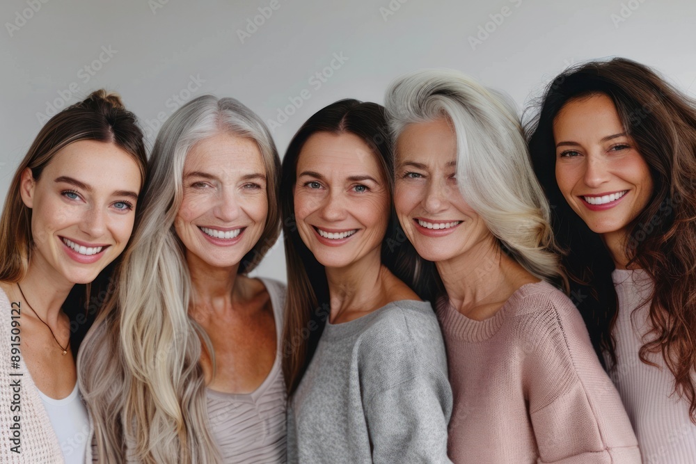 Fototapeta premium Beautiful smiling woman of different ages side by side