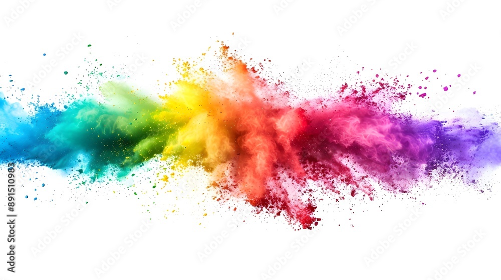 rainbow color powder explosion on white background, rainbow colors, vibrant, colorful, rainbow paint splash. rainbow color powder explosion on white background, rainbow colors, vibrant, colorful, rainbow paint splash.
