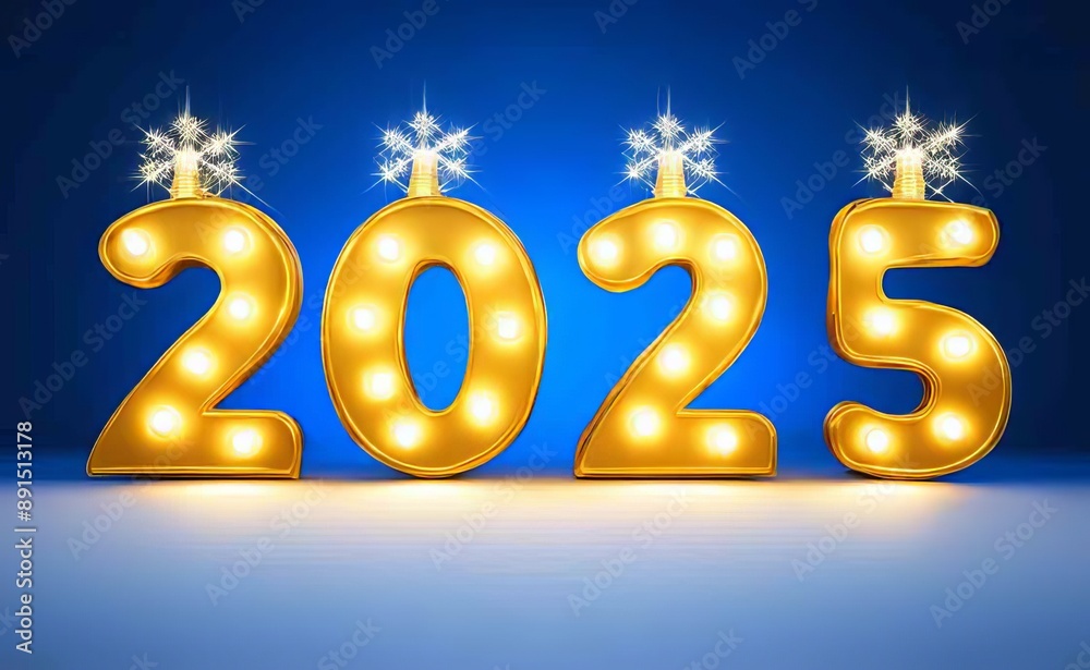illuminated numbers of 2025 represent new beginnings and opportunities