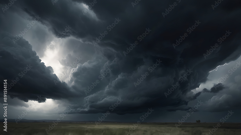 Obraz premium A stormy sky with dark clouds looming, symbolizing the weight of depression.