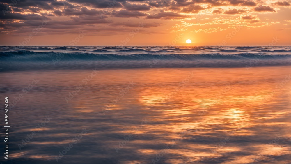 Obraz premium a scenic calm ocean sunrise sky reflecting in the water