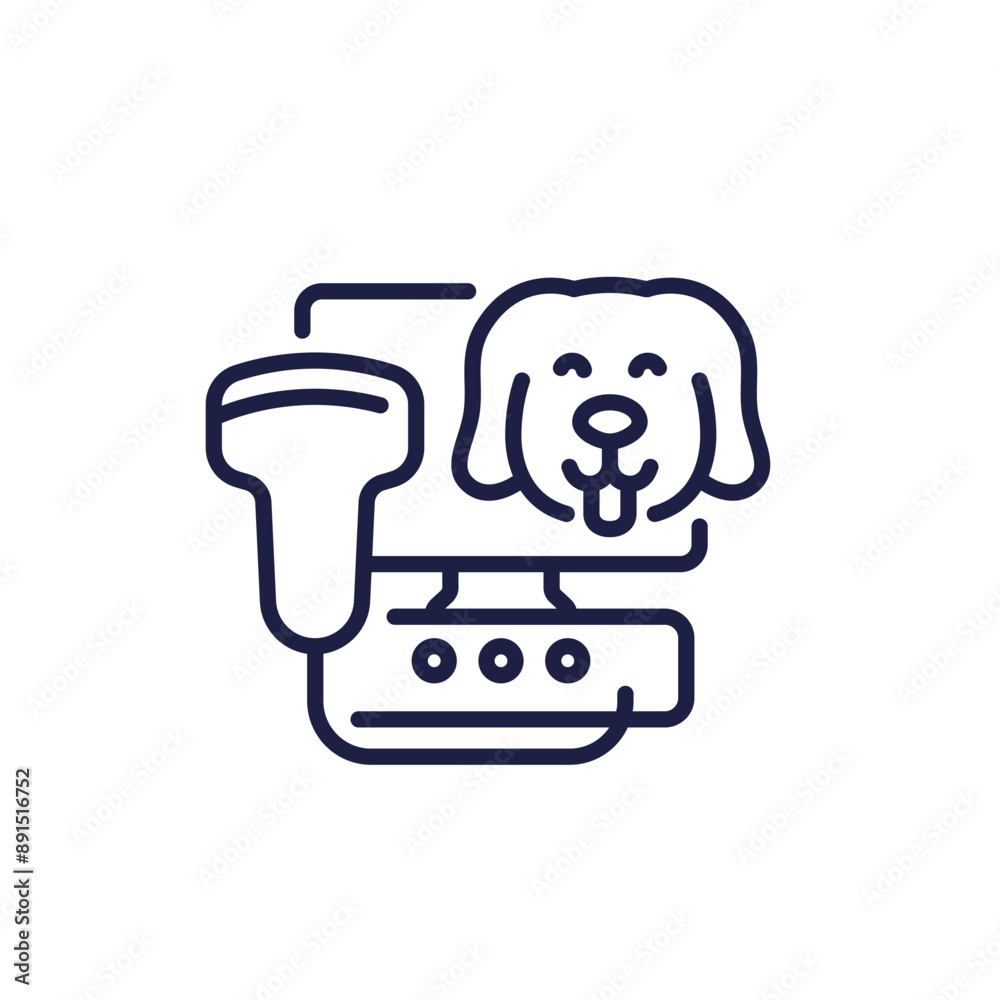 ultrasound for dogs line icon, pet ultrasonography vector ultrasound for dogs line icon, pet ultrasonography vector