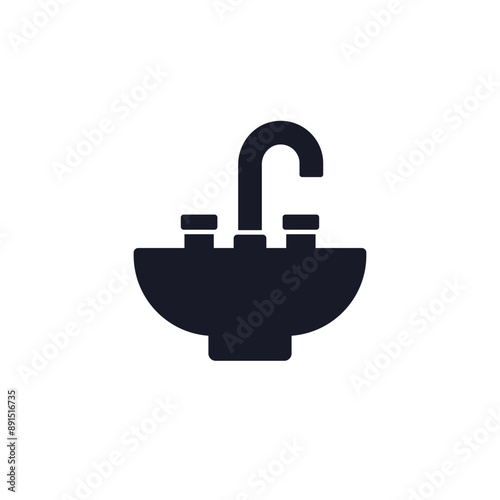 sink icon on white, vector pictogram
