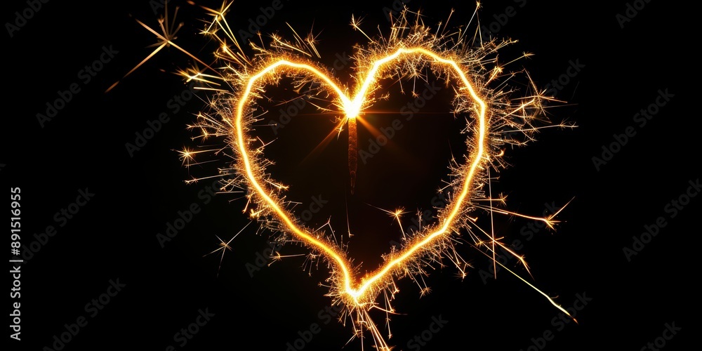 A minimalistic fire spark forming the shape of a heart on a black background A minimalistic fire spark forming the shape of a heart on a black background