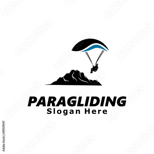 Paragliding logo design vector silhouette illustration