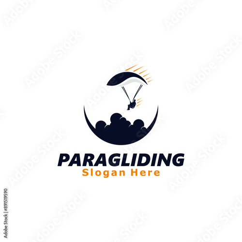 Paragliding logo design vector silhouette illustration