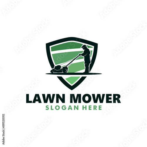 Lawn Mower logo design vector silhouette illustration