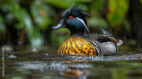 Whitefaced Whistling Duck Dendrocygna viduata swimming in an Amazonian pond locally known as Patoassobiador photo