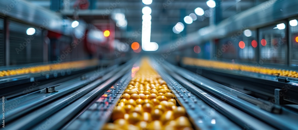 Conveyor Belt of Yellow Fruits in a Factory Conveyor Belt of Yellow Fruits in a Factory