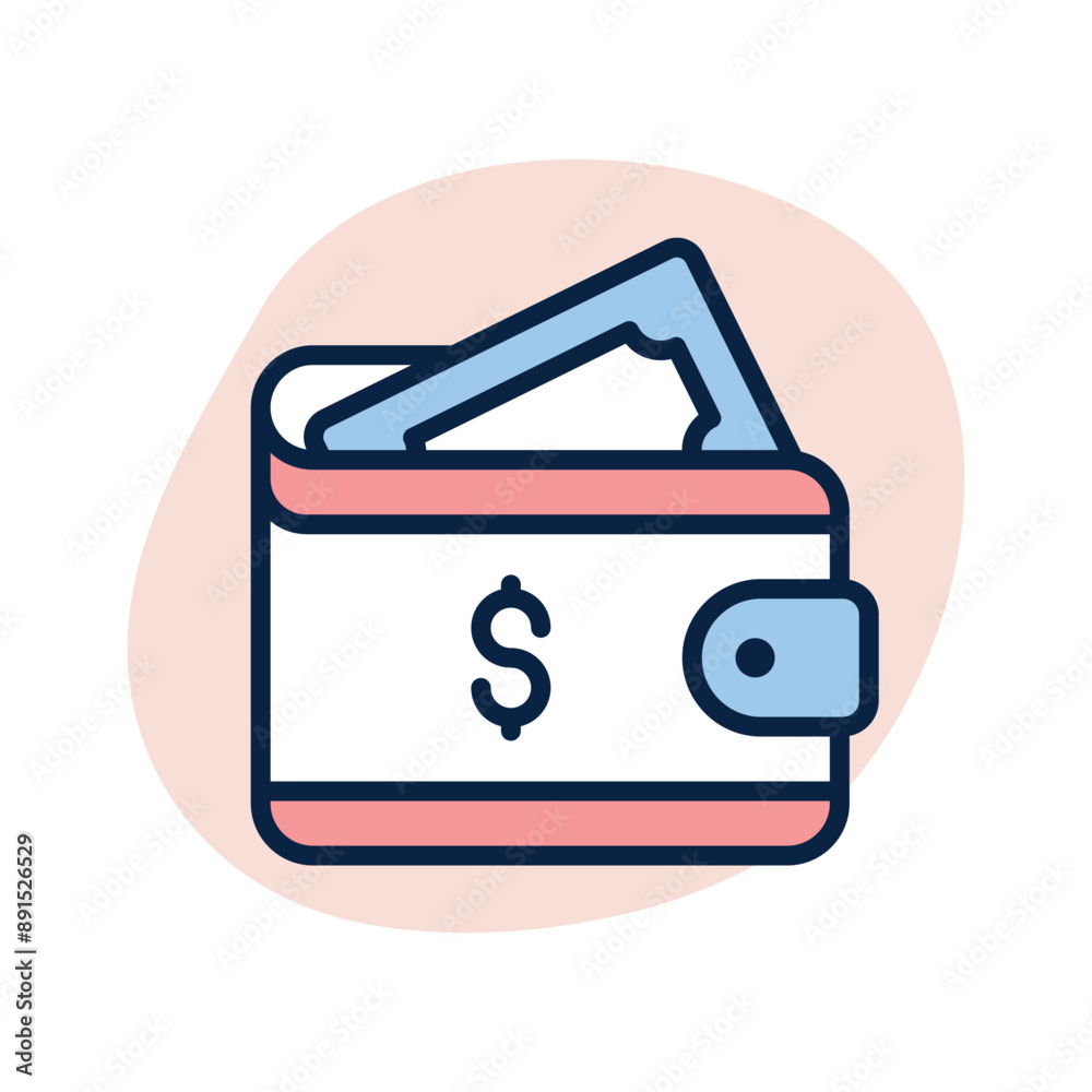 Banknotes inside wallet, cash wallet vector design Banknotes inside wallet, cash wallet vector design