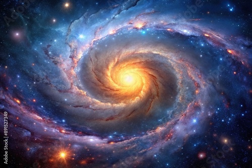 Swirling nebulae in starry galaxy, cosmic, universe, galaxy, astronomy, celestial