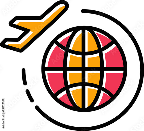 Round Travel Flights Vector Icon