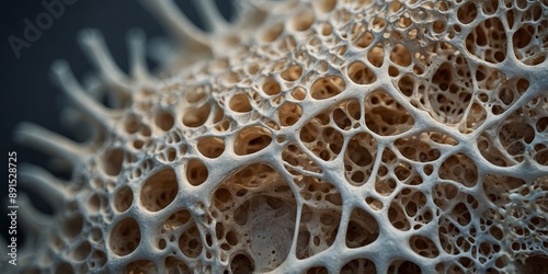 Bone structure, structure of human bone, close-up microscopic view. photo