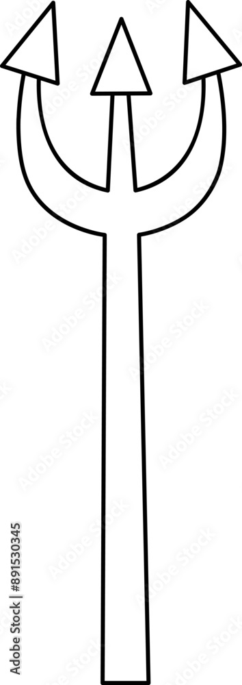 Vector black and white trident icon. Fairy tale armor. Fairytale line sword or spear. Cartoon underwater prince or king weapon or accessory illustration or coloring page Vector black and white trident icon. Fairy tale armor. Fairytale line sword or spear. Cartoon underwater prince or king weapon or accessory illustration or coloring page