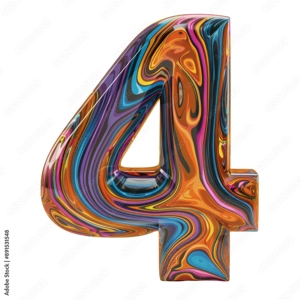 Number 4 3D letter isolated on white or transparent background Number 4 3D letter isolated on white or transparent background