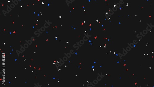 Loop Animation flying red, white, blue confetti on Alpha channel. Labor day