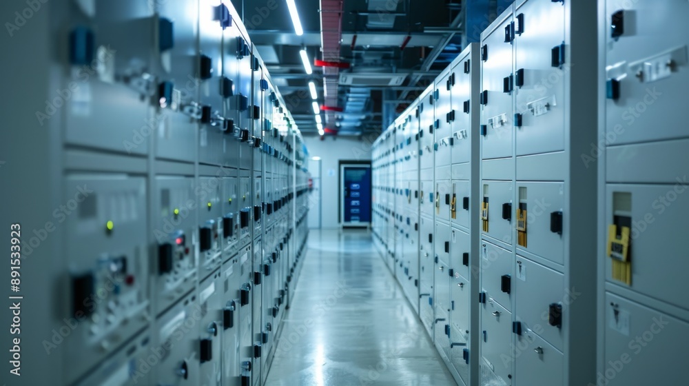 Rows of locked filing cabinets and digital storage units in a government archive, indicating high security
