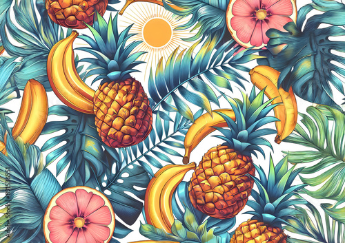 바나나와 파인애플 패턴(Banana and pineapple pattern), 여름 과일 패턴(