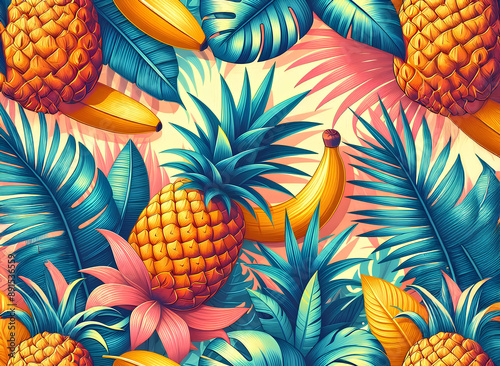 바나나와 파인애플 패턴(Banana and pineapple pattern), 여름 과일 패턴(