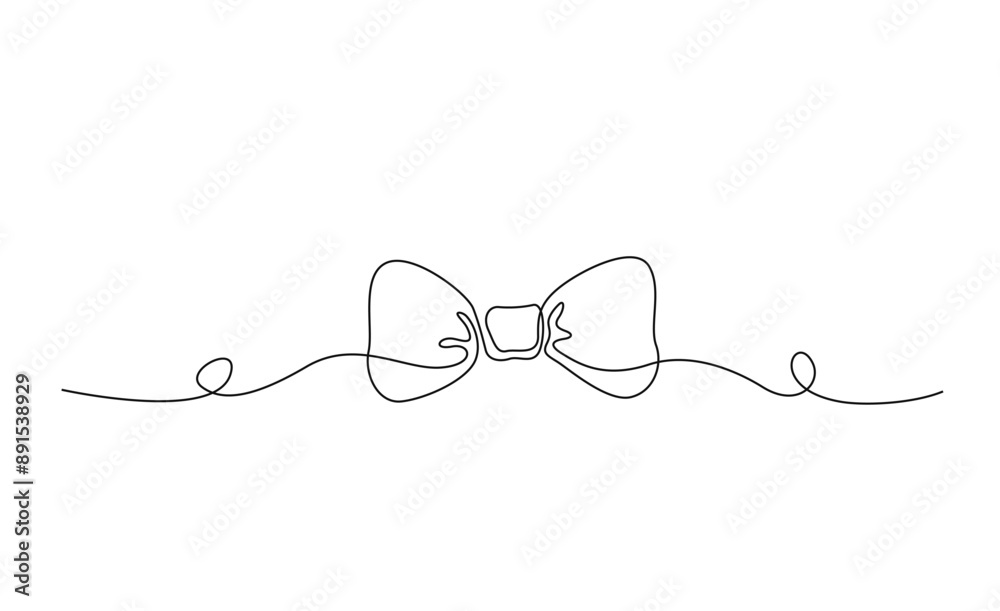 Continuous one line drawing of Bow Tie illustration. Bow tie outline for Happy Father's Day concept. Editable line stroke. Continuous one line drawing of Bow Tie illustration. Bow tie outline for Happy Father's Day concept. Editable line stroke.
