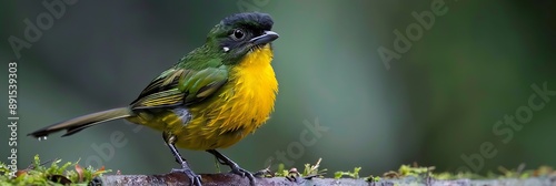 Yellowbilled Jacamar Galbula albirostris perched in the Amazon rainforest known locally as Arirambadebicoamarelo photo