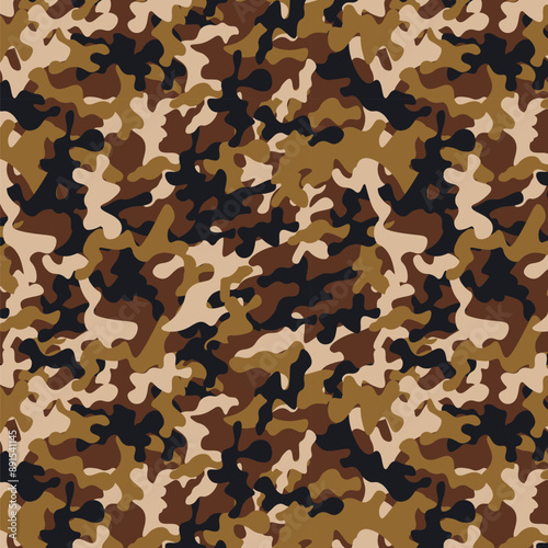 Camouflage textured pattern for fabric print, textile, wallpaper and backgrounds. Trendy style camo, seamless repeat print. Vector illustration, textures, military army hunting