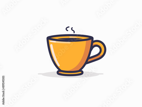 Cup of tea or coffee with steam. Isolated vector illustration.