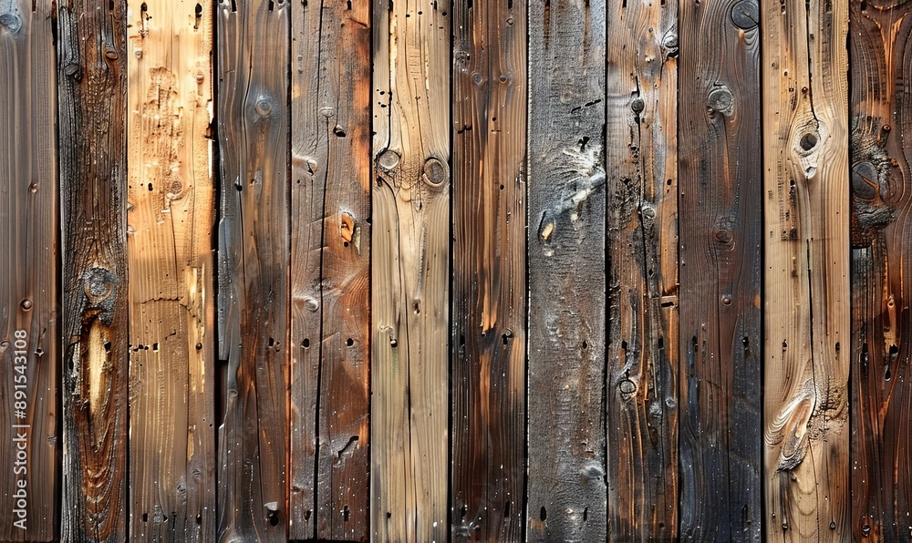 Fototapeta premium Weathered brown wood boards