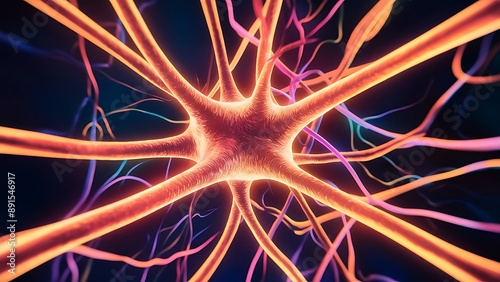 nerve cells 3d render illustration vector background