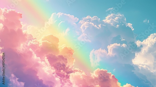 Pastel Sky with Rainbow Clo...