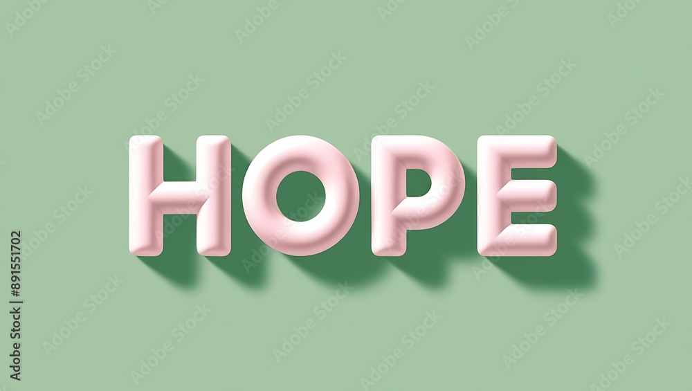 Hope 3d letters on green background. 3d typography Hope 3d letters on green background. 3d typography