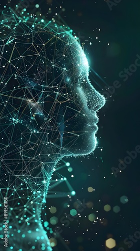 Artificial Intelligence Digital Face Network Connections Futuristic Design Concept. AI Generated