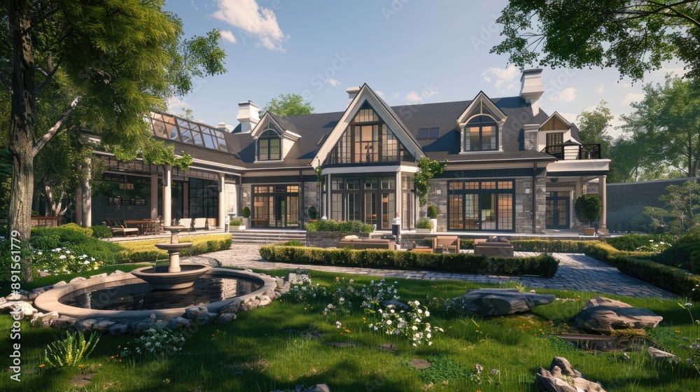 A grand countryside estate with a modern design A grand countryside estate with a modern design