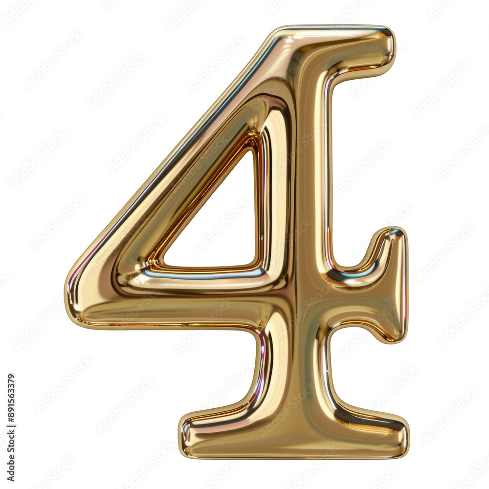 Number 4 3D letter isolated on white or transparent background Number 4 3D letter isolated on white or transparent background