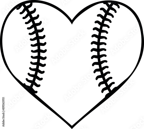 Baseball heart on transparent background. Vector illustration