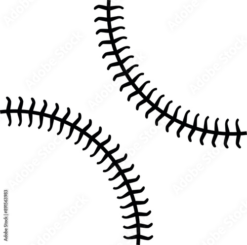 Baseball stitches on transparent background. Vector illustration