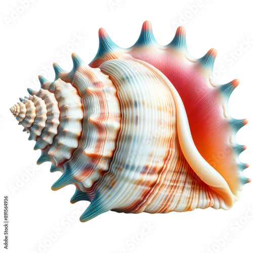 Seashell isolated on transparent background, sea organism, Shanku,, sacred chank, divine conch , zoology, decoration PNG image photo