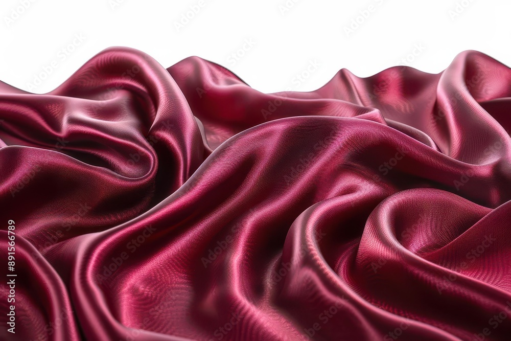 Obraz premium Luxurious folds of crimson red silk fabric creating a vibrant and elegant texture, perfect for backgrounds or fashion design concepts.